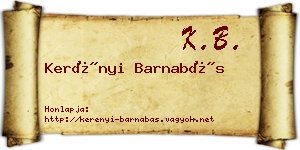 Kerényi Barnabás névjegykártya
